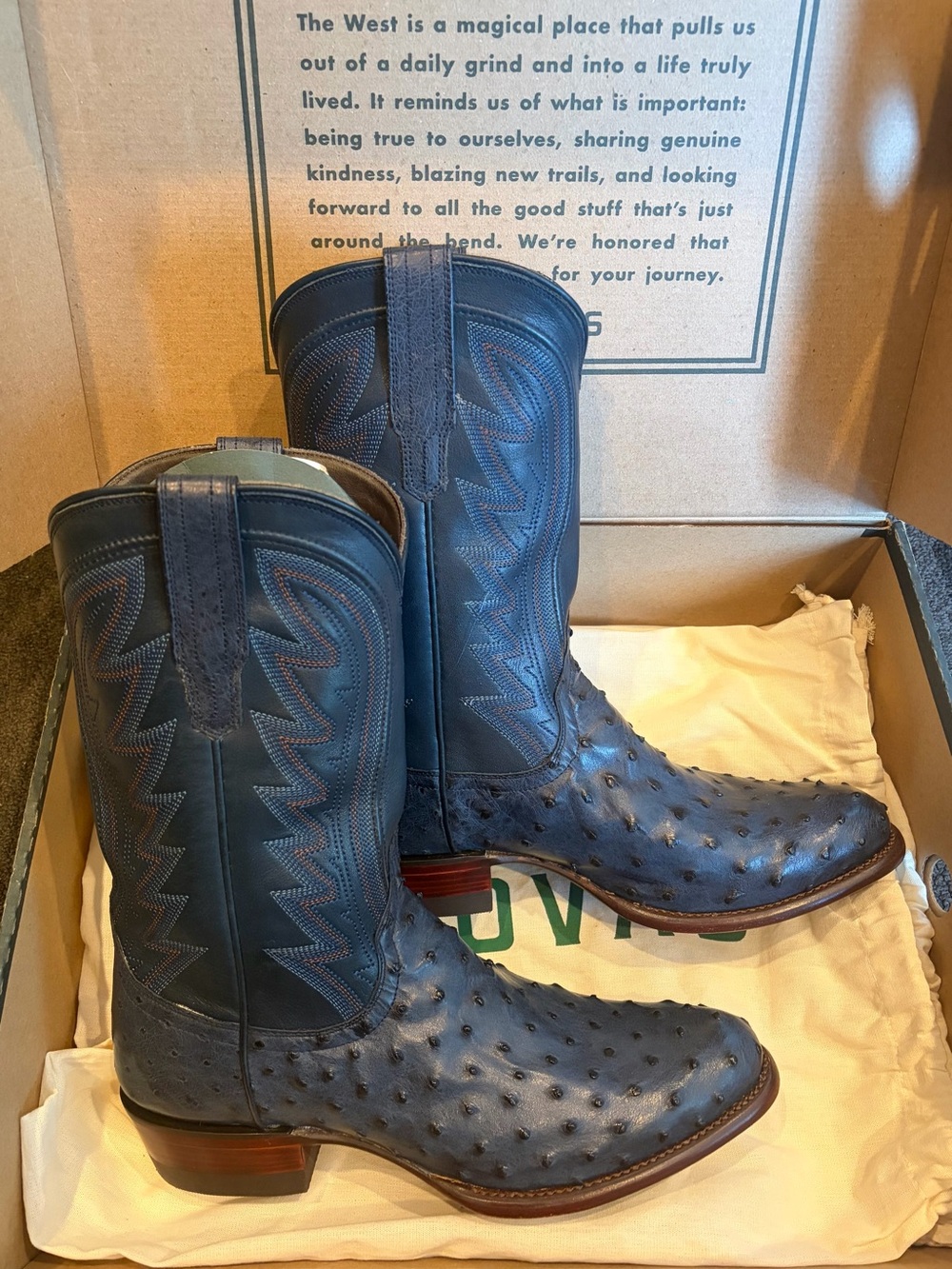 LIMITED RELEASE Tecovas Wyatt Arctic Blue Handmade Cowboy Boots - Picture 7 of 8